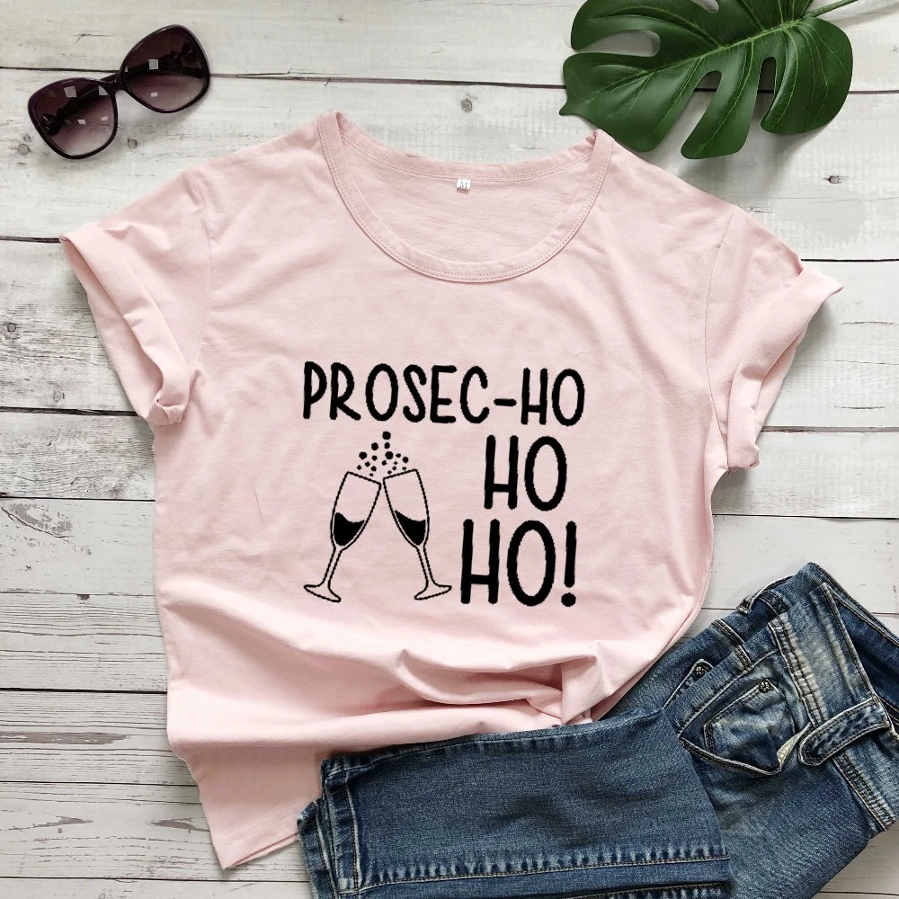 Prosec-Ho футболка Праздничная Женская забавная Рождественская футболка Prosecco милый Графический kawaii подарок слоган чистый гранж футболки tumblr топ-L004