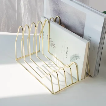 

1pcs Gold Creative Metal Bookends Book Support Stand Study Management Rack Desk Organizer Storage Holder Shelf