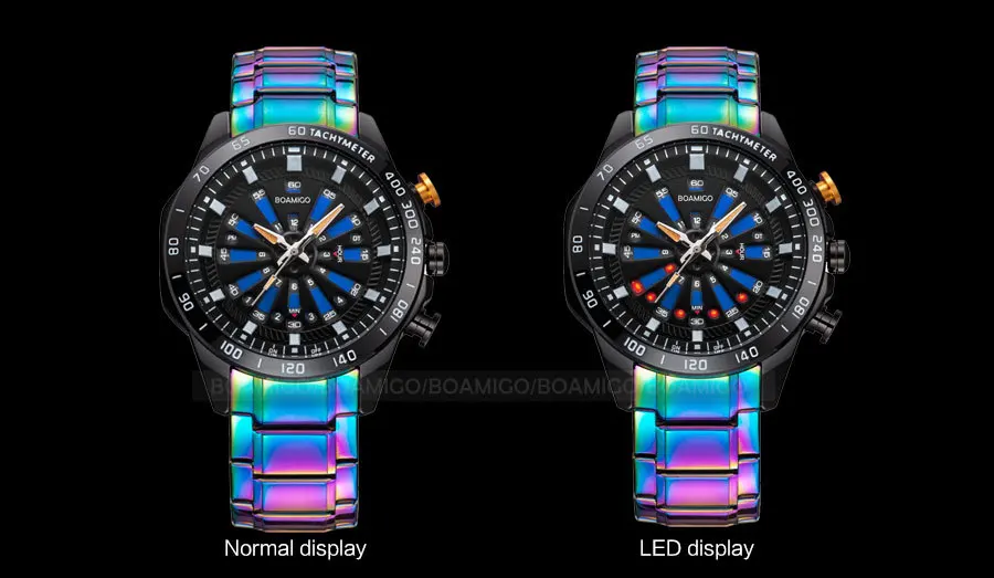 BOAMIGO Креативные мужские спортивные часы, цифровые кварцевые мужские s часы, лучший бренд, роскошные модные наручные часы из нержавеющей стали, водонепроницаемые