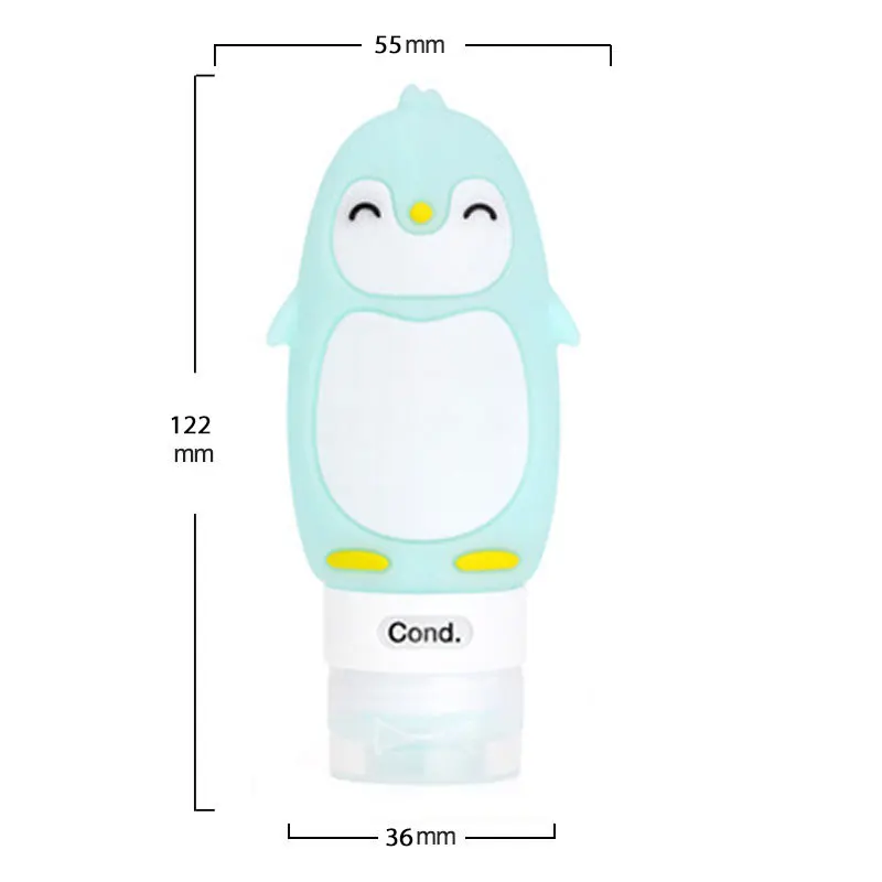 green penguin 1 шт. 38 мл 60 мл 80 мл Портативный Силиконовый многоразовый Пустой дорожный Упаковочный пресс для лосьона и шампуня косметические контейнеры - Цвет: green penguin