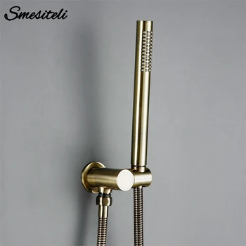 

Smesiteli Brass Brushed Gold Wall-Mounted Hand Shower Head With Water Outlet Bracket Replacement Tap Bathroom Faucet