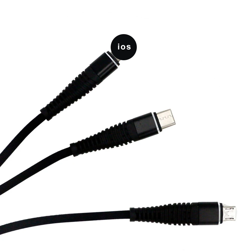 Черный OXEN 3 в 1 USB кабель для iPhone XS Max XR X 8 7 6 для samsung Xiaomi Быстрая зарядка Micro USB кабель type-C кабель для зарядного устройства - Цвет: Черный