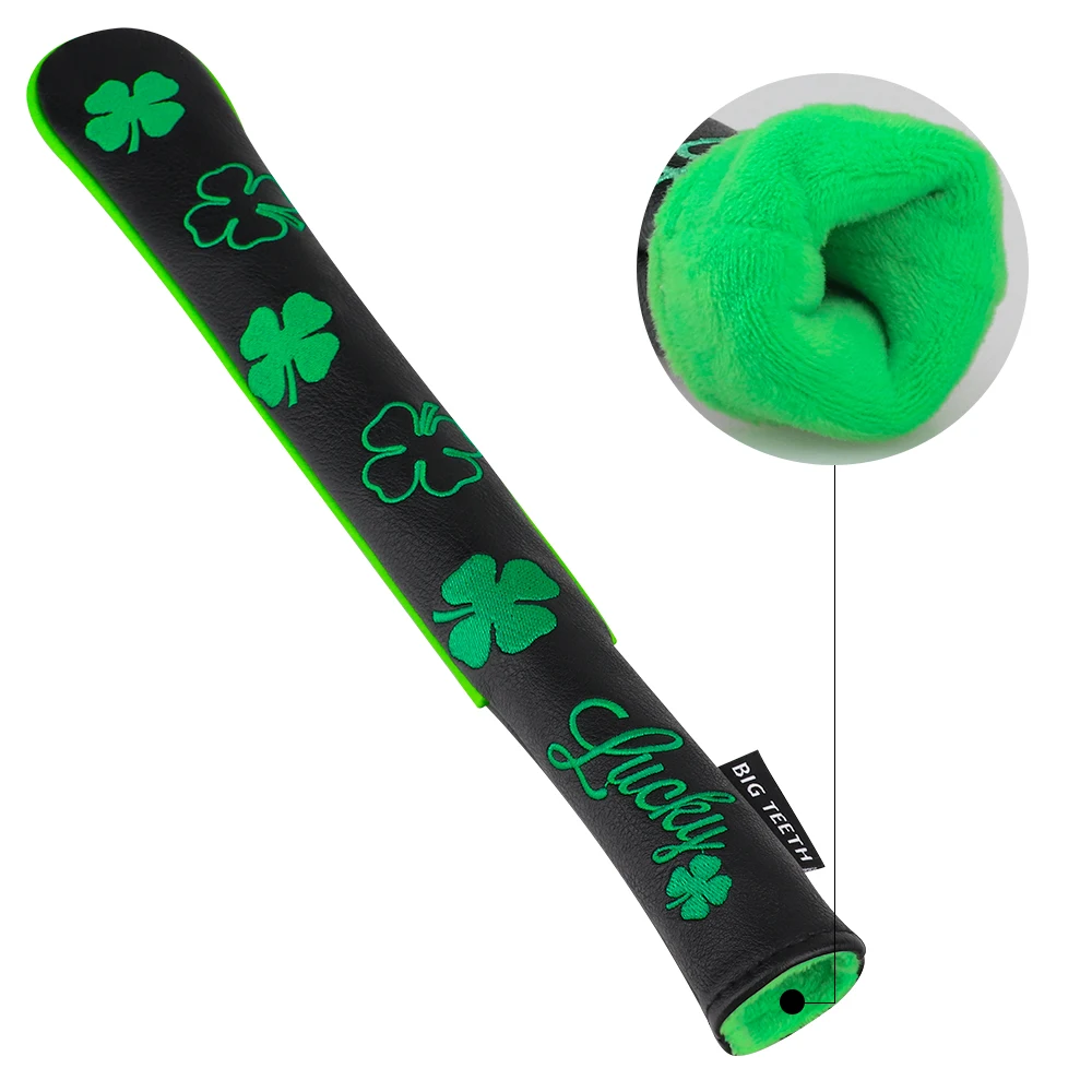 Lucky Clover Golf Alignment Stick покрывает зеленую/черную кожу от больших зубов новая ручная работа Высокое качество