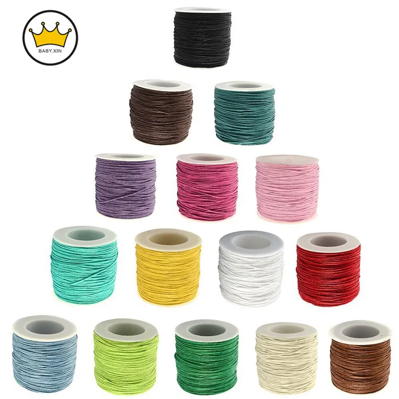 

100yard/Roll 1mm Waxed Thread Cotton Cord Fit Bracelet Necklaces Earrings String Strap Jewelry Findings for DIY Multicolor