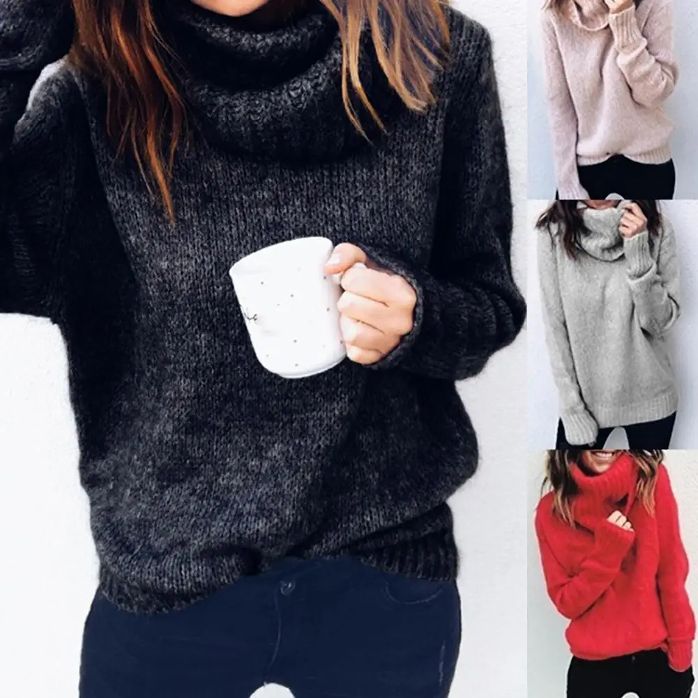 Sweater women Winter Women Sweater Soild Color Long Sleeve Turtle Neck Knitting Pullover Sweater Women's Clothing Sweaters