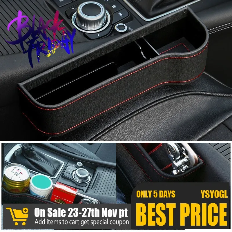 Car Seat Storage Box PU Leather Leak-Proof Car Organizer Storage Case Universal Car Seat Side Gap Container Storage Bag