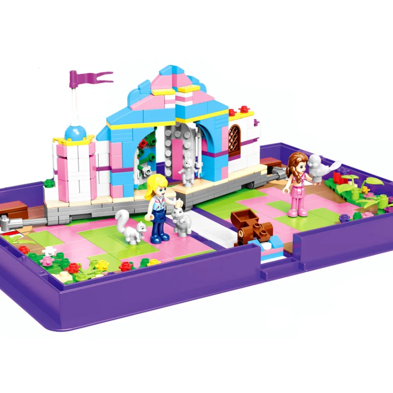 

Book Storage Box Wood Figure Doll Toy Drilling Horse Building Blocks Series Toy Little Girl Building Blocks Children DIY