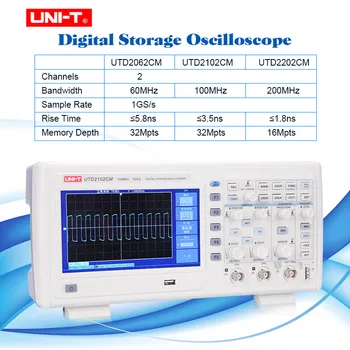 

UNI-T Multi-functional Digital Storage Oscilloscope Switchable Probes 2 Channel 1GS/s sample rate osciloscope 7 inches TFT LCD