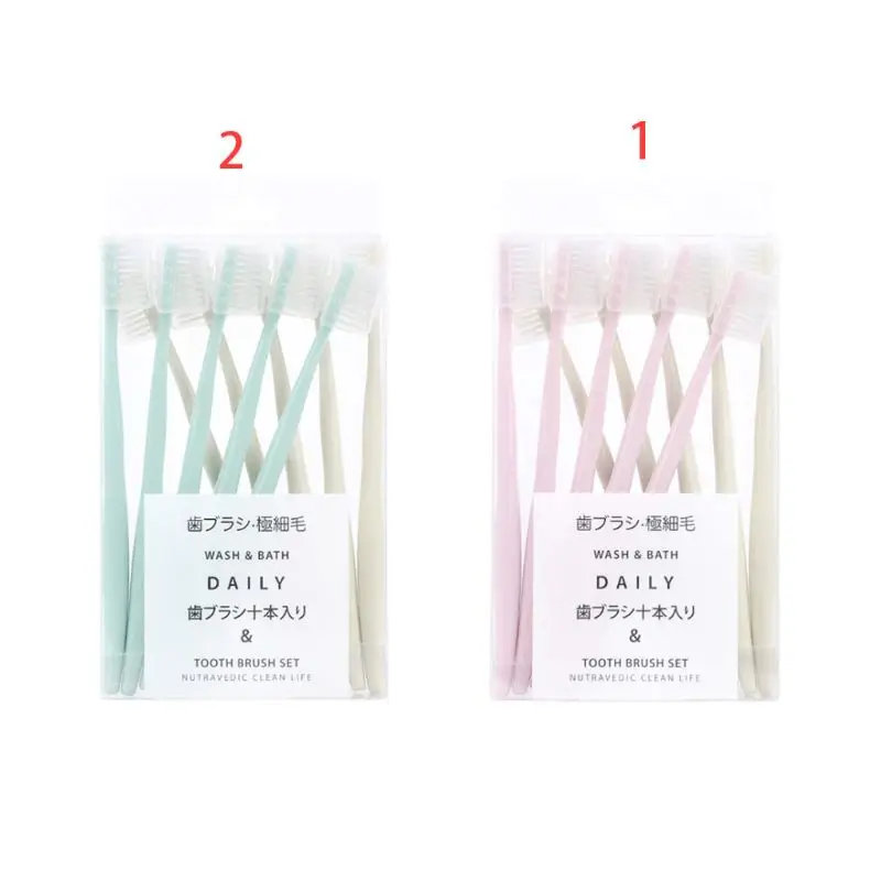 10 шт./компл. минималистский взрослых Семья высшего качества зубная щетка с мягкой щетиной Макарон Цвет гигиены ротовой полости чистым инструментом с Головные уборы