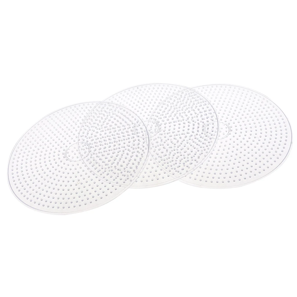 3 Piece 15cm Large Round Fuse Beads Boards Clear Plastic Pegboards Peg Board for Kids DIY Craft Educational Toys