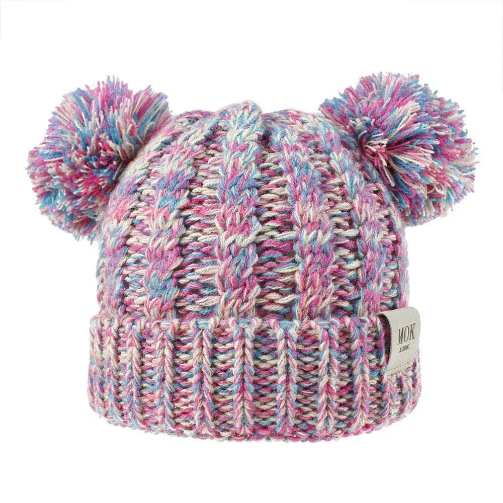 9 цветов, шапка для девочек, вязаная шапочка с Микки и Минни, зимние шапки, шапка, вязаная крючком, однотонные, тянущиеся, теплые детские вязаные шапки, модные рождественские подарки - Цвет: 5