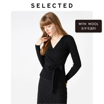

SELECTED Women's Slim Fit Woolen V-neckline Lace-up Knit Sweater S|419424518