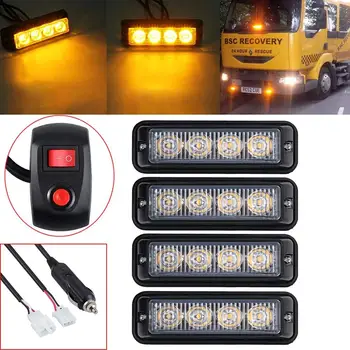 

Neoteck 4 шт 4 светодиодных янтарных восстанавливающих строба мигающая решетка грузовика световая полоса маяка лампы