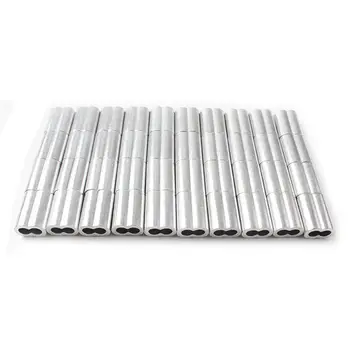 

100pcs 3/32 inch (3.0mm) Diameter Wire Rope Aluminum Alloy Sleeves Clip Fittings Cable Crimps Double Hole Wire Rope Clamp Clip