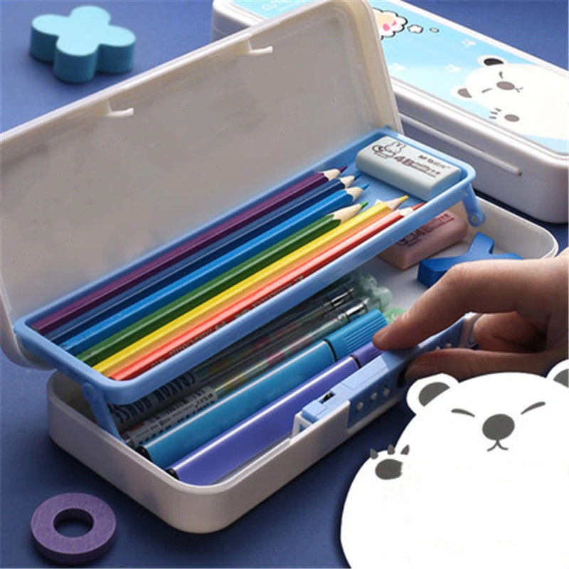 Estuche de plástico con bloqueo de contraseña para niños, caja de papelería de dibujos animados de animales, estuches de lápices escolares, estuche bolígrafos para estudiantes, regalos|Estuches - AliExpress