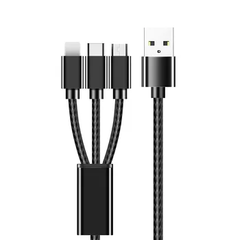 

Metal Fast Charge Three-in-one Data Cable for Xiaomi Samsung One plus Iphone Huawei Type-c USB Phone Charger USB Date Cable