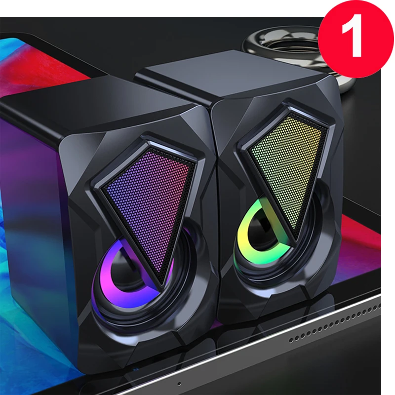 Altavoces X2 para ordenador de sobremesa, con Subwoofer LED, sistema de iluminación colorida, sistema de cine en casa, SoundBox con cable USB