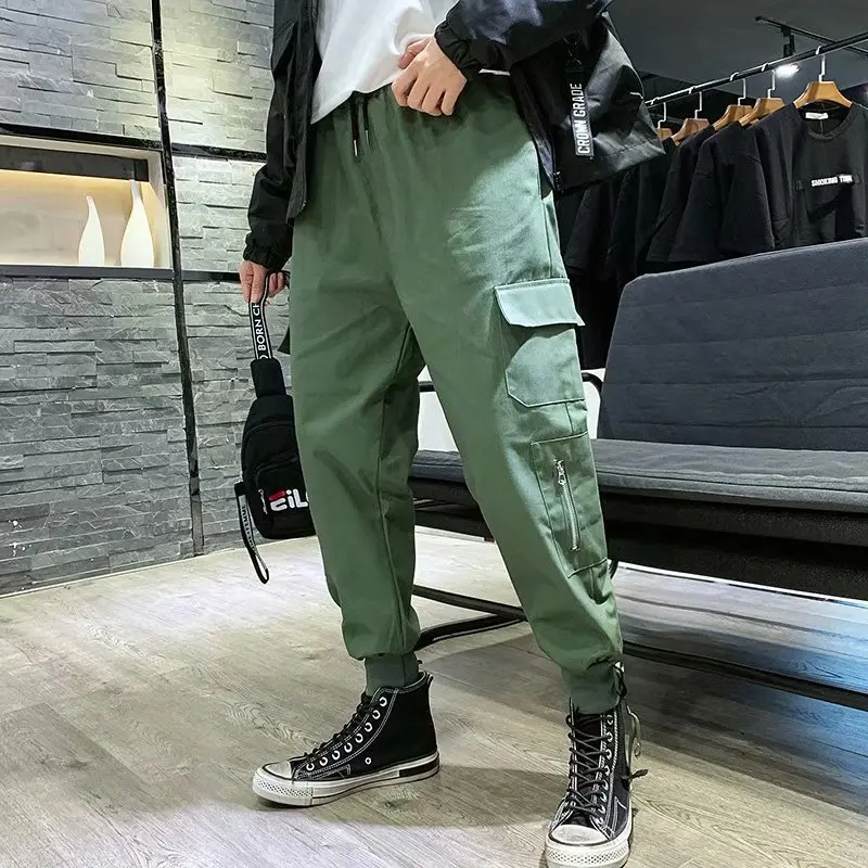 

Four Seasons Versatile Multi-pockets Hong Kong Style Popular Brand Casual Pants MEN'S Overalls Beam Leg Loose-Fit Japanese-style