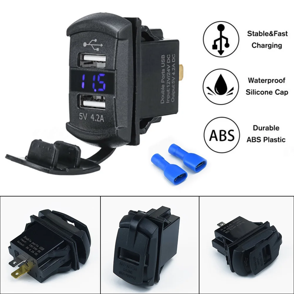 Синее автомобильное зарядное устройство с двумя usb портами для Polaris UTV RZR RZR4 XP 1000 900