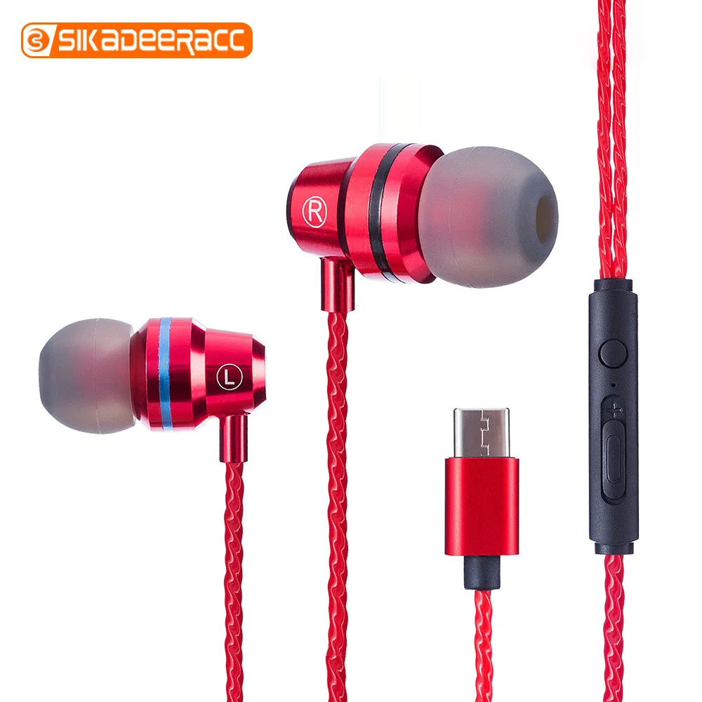Hi Fi наушники типа C стерео звук сабвуфер металлический мобильный телефон
