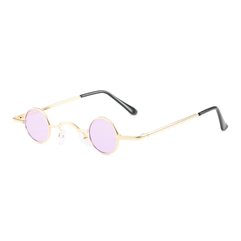 Multi Color Lens Ultra Small Frame Sunglasses Retro Circle Frame Sunglasses European and American Personality Sunglasses purple sunglasses Sunglasses