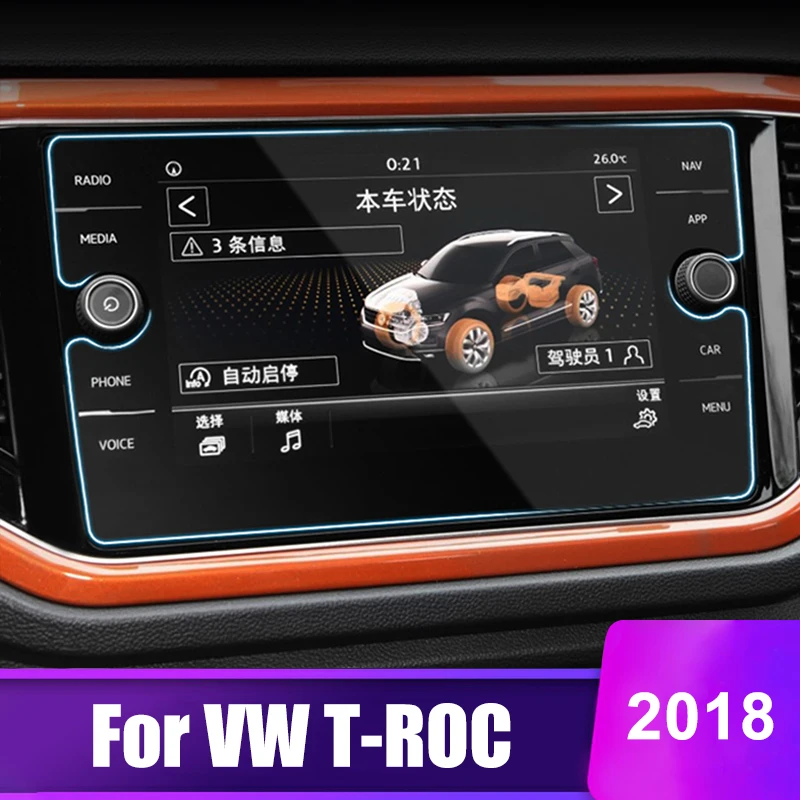 

8 Inch For Volkswagen VW T-ROC T ROC 2018 Tempered Glass Car GPS Navigation Screen Protector Display Film LCD Protective Sticker