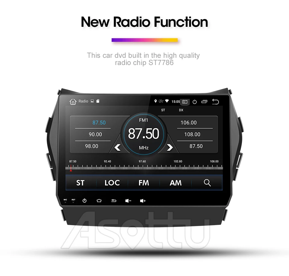 Excellent Asottu CIX459060 Android PX30  9.0 car dvd gps video radio player 1 din for Hyundai IX45 Santa fe 2013 car navigaton unit 8