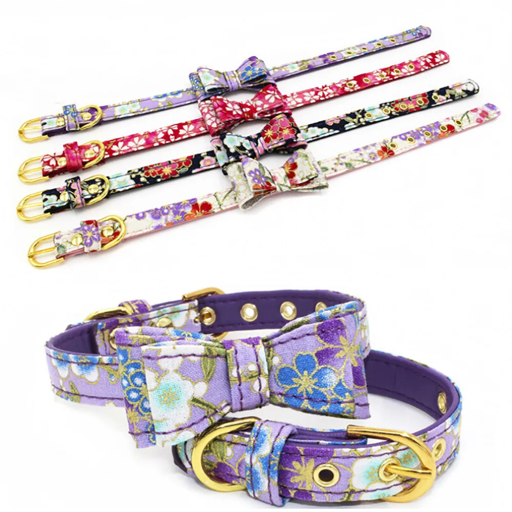 Популярные лук регулируемый, для собак, кошек воротник галстук с рисунком Цепочки и ожерелья для кошки Щенок Котенок Pet Аксессуары для кошек