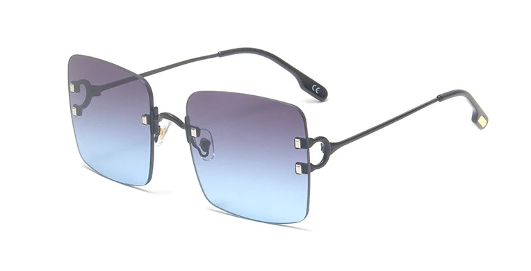 47303 квадратные оправы обрезные солнцезащитные очки для мужчин и женщин модные UV400 очки - Цвет линз: gray blue