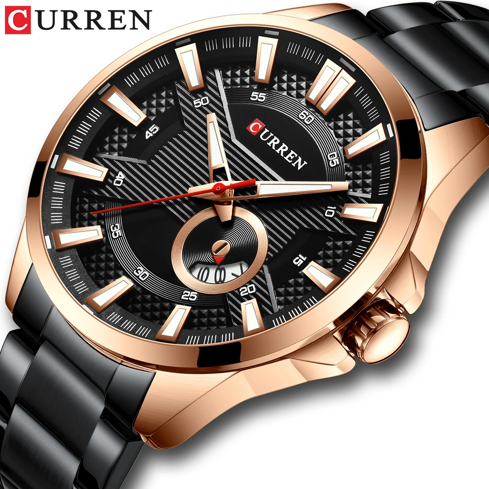 

CURREN Sport Clock Full Black Stainless Steel Calendar Display Men's Quartz Watches Top Brand Luxury Military Relogio Masculino