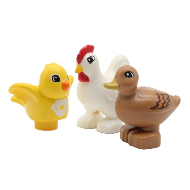 Zoo Animals Series Set Big Size Building Blocks Assemble Accessories Cute Birds Beasts Elephant Tiger Bricks Education Toys Kids Chicken duck birds
