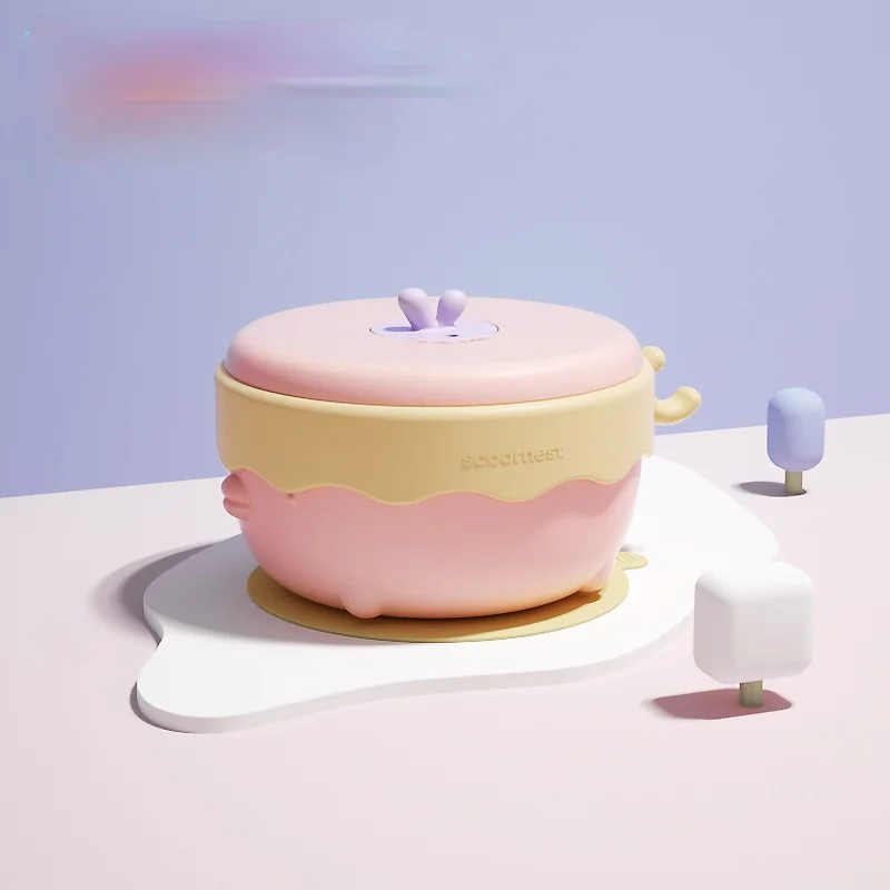 

Zq детская миска с термоизоляцией для инъекции воды, посуда, миска для детского питания, устойчивая к падениям и горячему воздействию, из нержавеющей стали, Ловец закусок