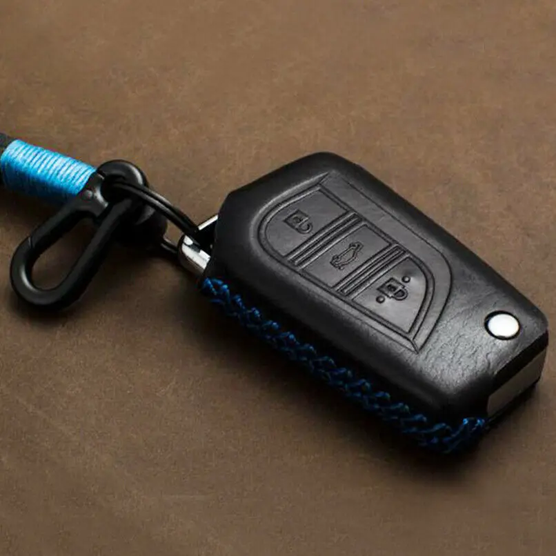 Black Blue Складной чехол-книжка из натуральной кожи для Toyota Yaris Camry Corolla Prado REIZ Crown RAV4 Hilux, чехол для Toyota - Название цвета: Black Blue