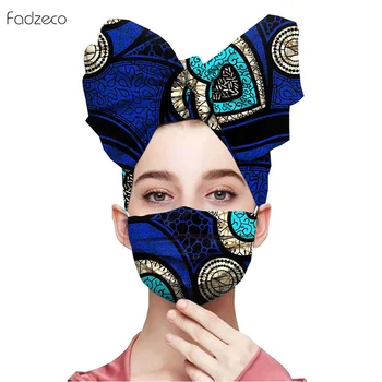 

Fadzeco African Headwraps Ankara Print Cotton Headband Bonnet Headtie African Headscarf Mask Match Print Wax Batik Pure Cotton
