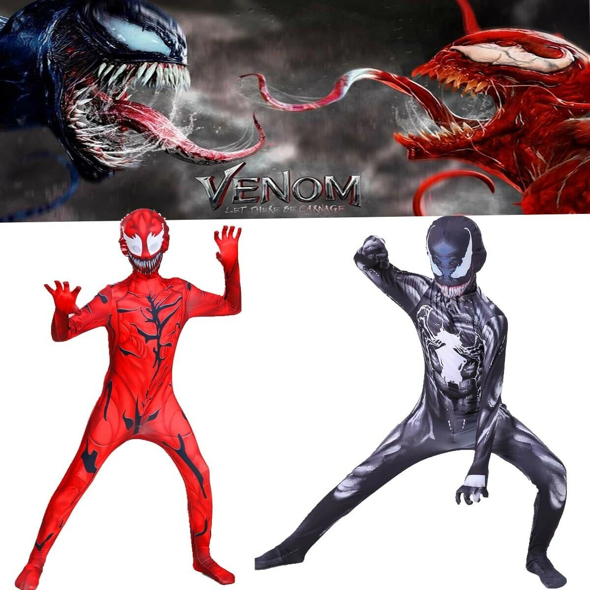 Al aire libre exceso Muslo Disfraz de Venom 2 Let to Be Carnage para adultos y niños, mono de Venom  rojo, body Zentai, conjunto completo para Halloween| | - AliExpress