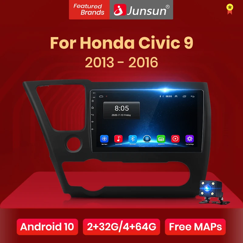 

Junsun V1 Android 10.0 DSP CarPlay Car Radio Multimedia Video Player Auto Stereo GPS For Honda Civic 9 2013 - 2016 2 din dvd