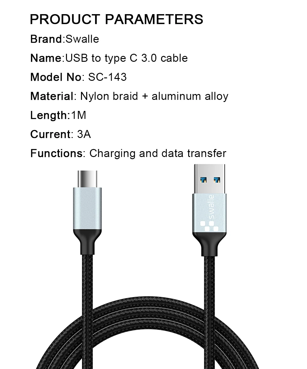 Swalle Быстрая зарядка 3A micro USB C кабель для телефона android быстрое зарядное устройство зарядный кабель QC3.0 type-c USB кабель для передачи данных телефонный шнур