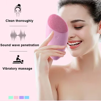 

Waterproof USB Rechargeable Silicone Cleansing Instrument Cleaning Pores Portable Face Cleansing Brush Good Use Q1