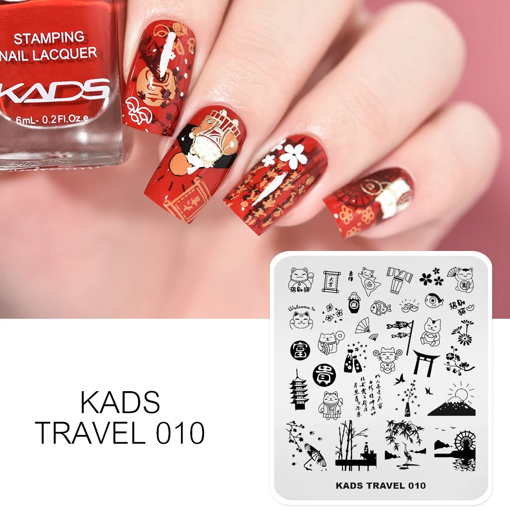 1pc Nail Stamping Plates Japanese style Design Nail Art Stamp Template Lucky Cat Carp Banner Fuji Mountain Image Stencil Plate 2