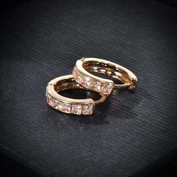 

1Pair Stainless Steel Inline Crystal Earrings Hoop Studs Counple Brincos Earrings for Women Men Jewelry