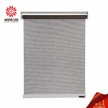 

Copy Automatic Motorized Grey Roller Blind Blackout Office Kitchen Bed Room Half Or Full Shade High Quality Window Curtain