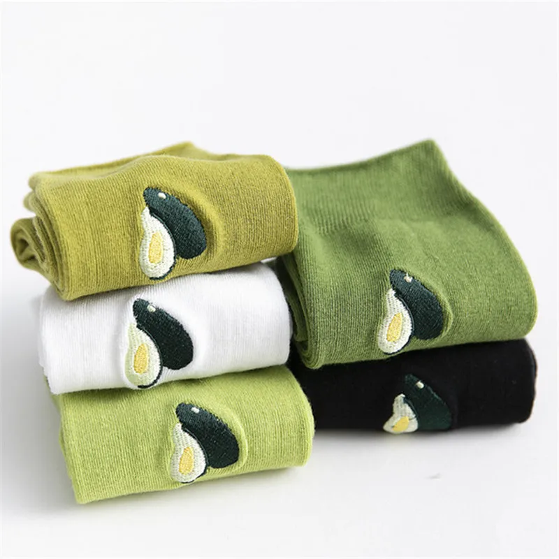 

Korean Fresh Fruits Funny Socks New Ins Green Cute Embroidery Avocado Socks Women Girl Tube Harajuku Socks Novelty Meias Sokken