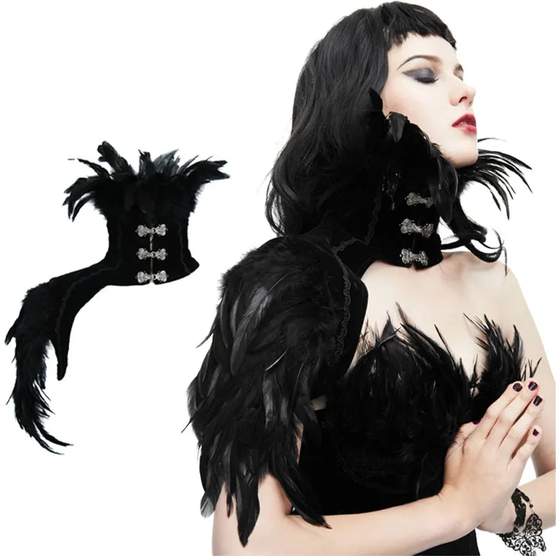 Черный женский воротник перо сценическая шаль певица костюмы Аксессуары Подиум шоу