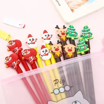 

12pcs Christmas Tree Gel Pen Cartoon Cute Santa Claus School Ink Pens for Students Stationery Kawaii Creative Cool Reindeer Offi