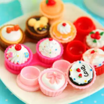 

Hot Sale New Travel Cute Cartoon Cake Cream Shape Contact Lens Case Box Set Container Holder Portable