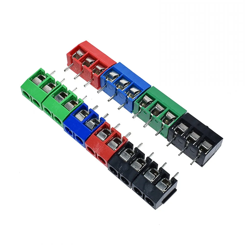 

100PCS KF301-2P 3P Splicing screw type PCB spacing 5.0MM pitch Straight Screw PCB Terminal Block Connector Red blue green black