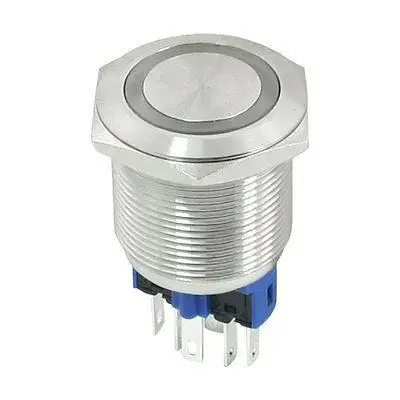 

DC 12V Red Angel Eye LED DPST Latchinging Metal Push Button Switch 22mm Thread