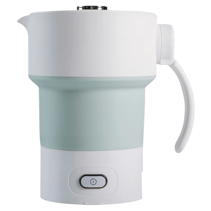 220 В складной электрический чайник для воды, чайник, сжатый дорожный чайник, пищевой силиконовый портативный мини-чайник с изоляцией - Цвет: light green