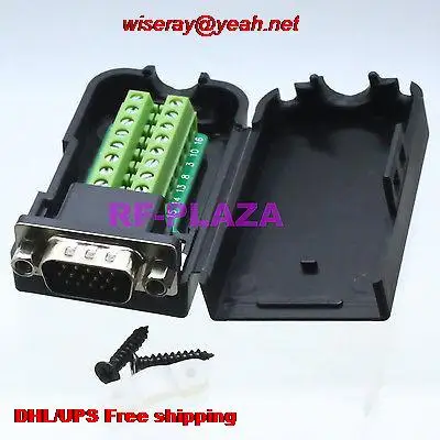 DHL/EUB 30 шт. Разъем DB15 VGA Мужской D-Sub 3+ 9 линия пластиковая крышка гайка терминал PCB black-A6