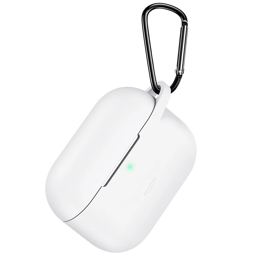 Силиконовый чехол ESR Bounce для Airpods Pro, мягкий тонкий кожаный чехол, амортизирующий защитный чехол с брелком для AirPods Pro - Цвет: White